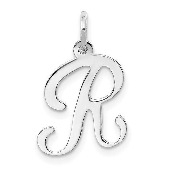 14k White Gold, Sophia Collection, Small Script Initial R Pendant - Picture 1 of 5